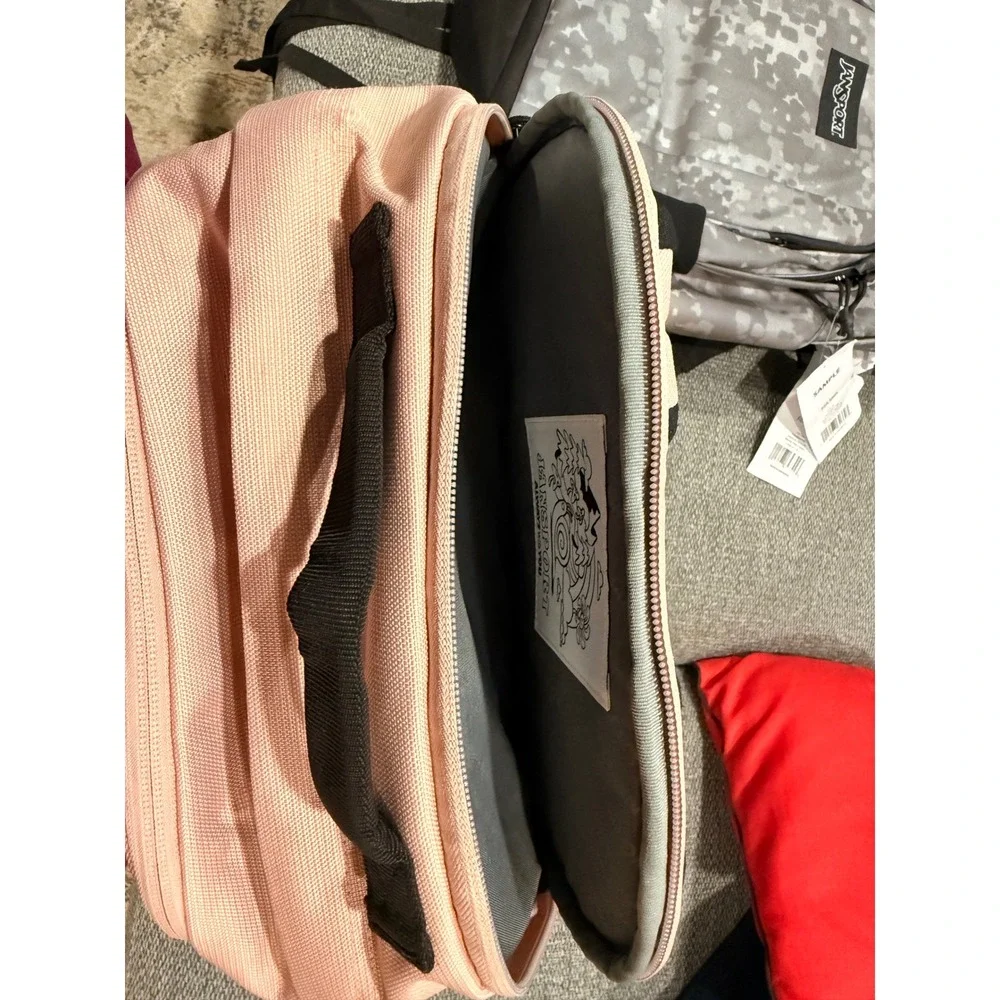 Jansport Backpack Peach Pink Black School Travel Bag with Laptop Sleeve